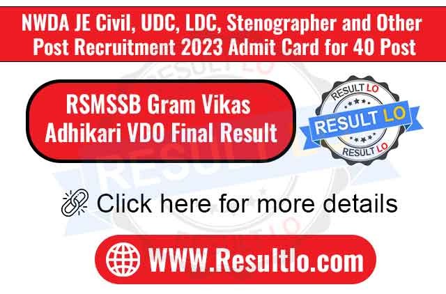 NWDA JE Civil, UDC, LDC, Stenographer Admit Card