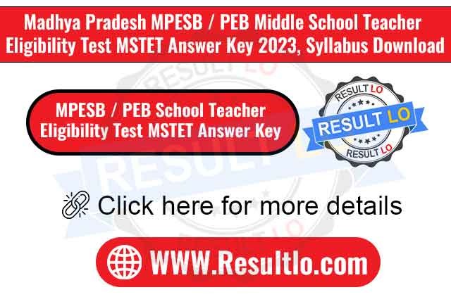 MPESB / PEB School Teacher Eligibility Test MSTET Answer Key