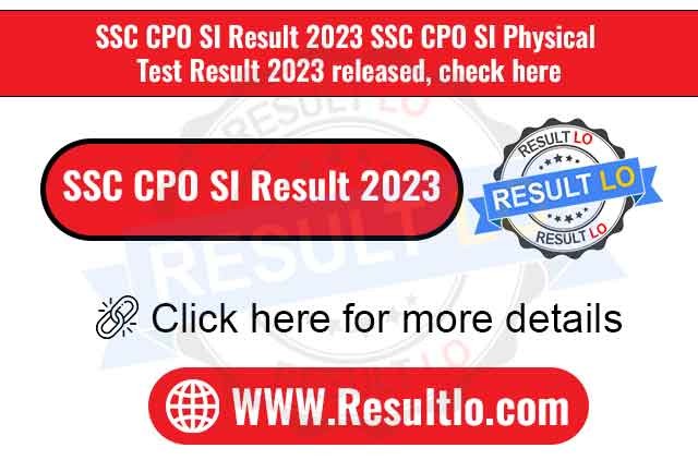 SSC CPO SI Result 2023