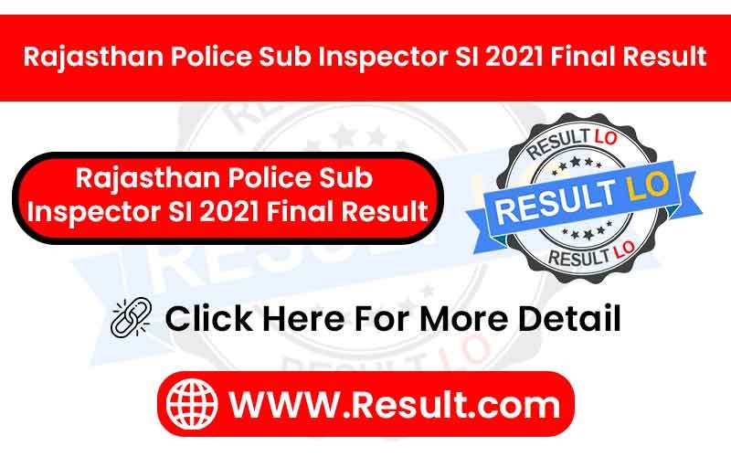 Rajasthan Police Sub Inspector SI 2021 Final Result