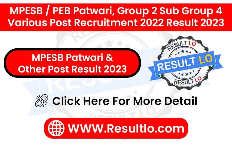 MPESB Patwari & Other Post Result 2023