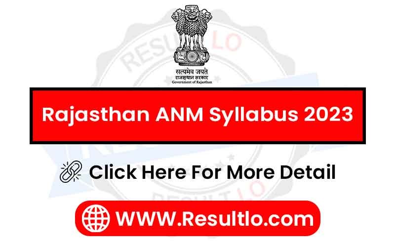 Rajasthan ANM Syllabus 2023