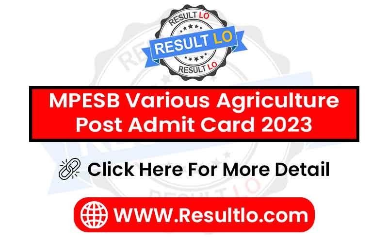 MPESB Various Agriculture Post Admit Card 2023