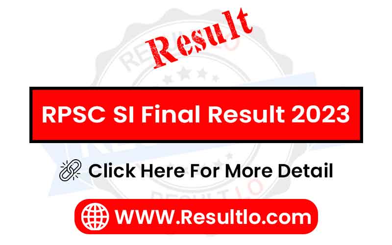 RPSC SI Final Result 2023