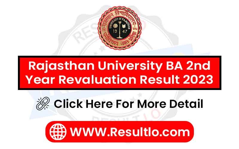 Rajasthan University BA 2nd Year Revaluation Result 2023