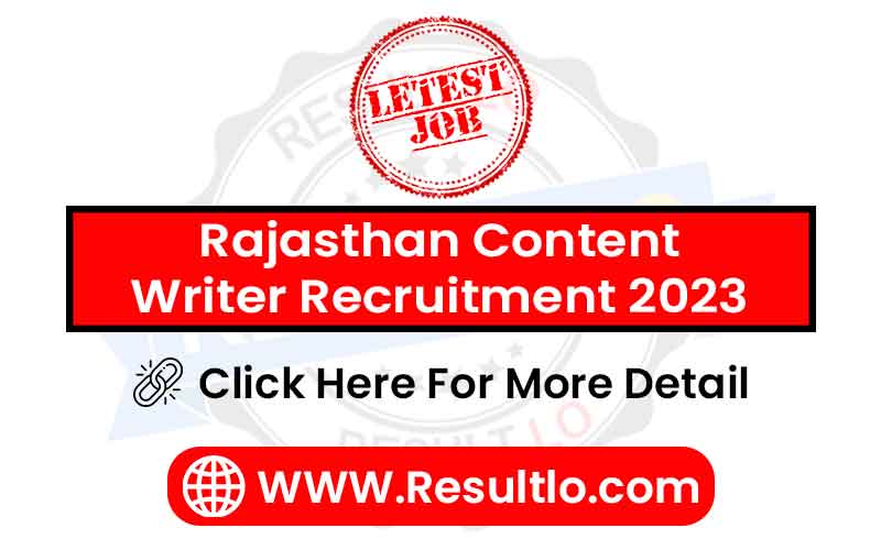 Rajasthan Content Writer Recruitment 2023