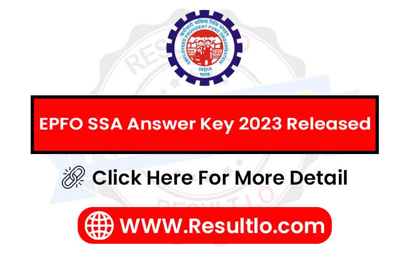 EPFO SSA Answer Key 2023 Released